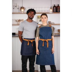 Southside X-Cross Back Bib Apron Denim Blue with Tan Ties