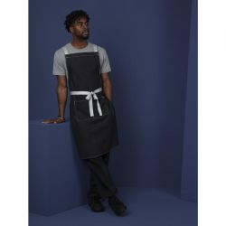 Southside X-Cross Back Bib Apron Denim Black with Grey Ties