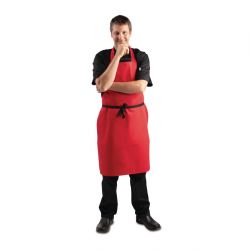 Whites Bib Apron Polycotton Red