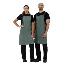 Southside Linen Blend Bib Apron Forest Green