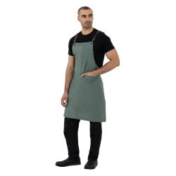 Southside Linen Blend Bib Apron Forest Green