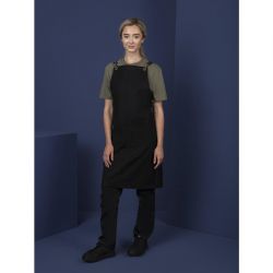 Southside Linen Blend Bib Apron Black