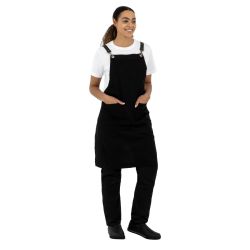 Southside Linen Blend Bib Apron Black