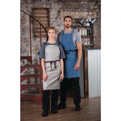 Southside Linen Blend Bib Apron Grey