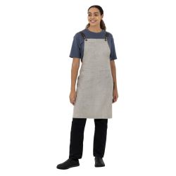 Southside Linen Blend Bib Apron Grey