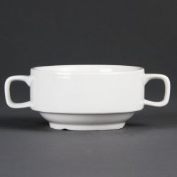Olympia Whiteware Soup Bowls With Handles 400ml (6 Pack)