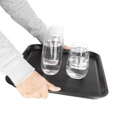 Olympia Kristallon Polypropylene Rectangular Non-Slip Tray Black
