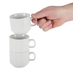 Olympia Whiteware Stacking Tea Cups 7oz 200ml (12 Pack)