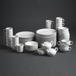 Olympia Whiteware Stacking Tea Cups 7oz 200ml (12 Pack)