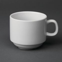 Olympia Whiteware Stacking Tea Cups 7oz 200ml (12 Pack)