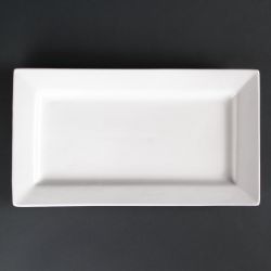 Olympia Lumina Wide Rim Rectangular Plates White 310mm (2 pack)