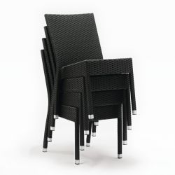 Bolero PE Wicker Side Chairs Charcoal (Pack of 4)