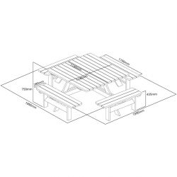 Rowlinson Square Wooden Picnic Table 6.5ft