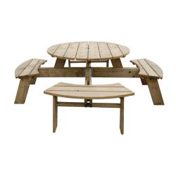 Rowlinson Round Wooden Picnic Table 6.5ft