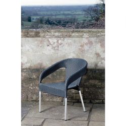 Bolero Wicker Wraparound Bistro Chairs Charcoal (4 Pack)