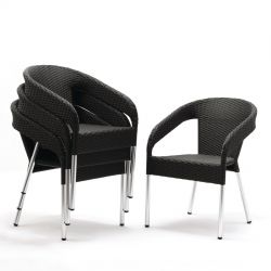 Bolero Wicker Wraparound Bistro Chairs Charcoal (4 Pack)