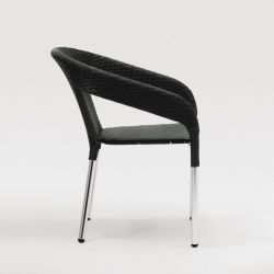 Bolero Wicker Wraparound Bistro Chairs Charcoal (4 Pack)