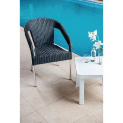 Bolero Wicker Wraparound Bistro Chairs Charcoal (4 Pack)