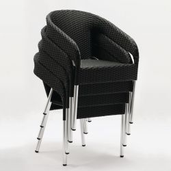 Bolero Wicker Wraparound Bistro Chairs Charcoal (4 Pack)