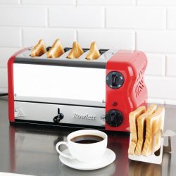 Rowlett Esprit 4 Slot Toaster Traffic Red w/2x Additional Elements & Sandwich Cage