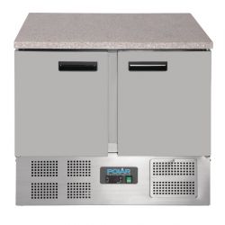 Polar G-Series Double Door Counter Fridge with Granite Work Top 240Ltr