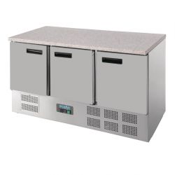 Polar G-Series 3 Door Counter Fridge with Granite Work Top 368Ltr