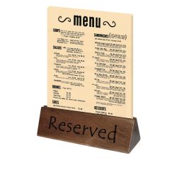 Olympia Acacia Menu Holder and Reserved Sign (10 pack)