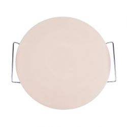 Round Pizza Stone with Metal Serving Rack 15in
