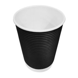 Fiesta Recyclable Coffee Cups Ripple Wall Black 225ml / 8oz (500 Pack)