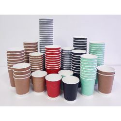 Fiesta Recyclable Coffee Cups Ripple Wall Black 225ml / 8oz (500 Pack)