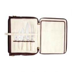 Boldric Messenger Leather Knife Bag Brown 10 Slots