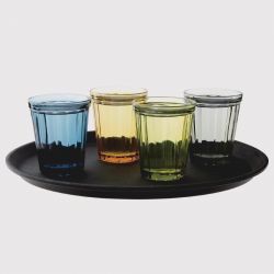 Olympia Cabot Panelled Glass Tumbler Green 260ml (6 pack)