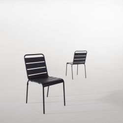 Bolero Amalfi Slatted Steel Side Chairs Grey (4 Pack)