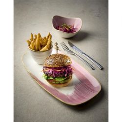 Churchill Stonecast Accents Petal Pink Chefs Oblong Plate 348x 186mm (6 Pack)