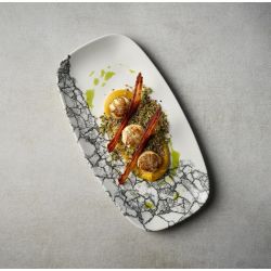 Churchill Kintsugi Accents Quartz Black Chefs Oblong Plate 298 x 152mm (12 Pack)