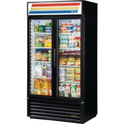 True 2 Glass Door 991L Upright Display Fridge Black GDM-35-HC-TSL01