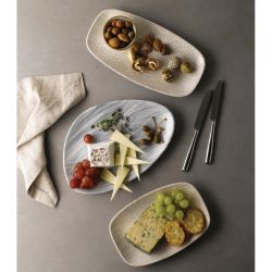 Churchill Breccia Oblong Chef Plate Agate Grey 157 x 237mm (12 Pack)