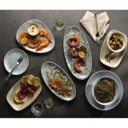 Churchill Raku Oblong Chef Plates Agate Grey 157 x 237mm (Pack of 12)