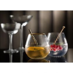 Utopia Hayworth Stemless Gin Gold Rim Glasses 650ml (6 pack)