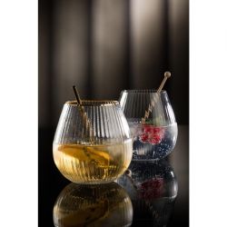 Utopia Hayworth Stemless Gin Gold Rim Glasses 650ml (6 pack)