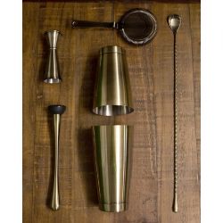 Beaumont Antique Brass Plated Banded Jigger 25ml/35ml/50ml
