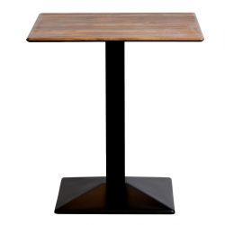 Square Dining Table with Turin Metal Base Laminate Planked Oak Effect