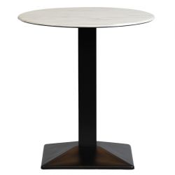 Turin Metal Base 600mm Round Dining Table with Laminate Top in Marble