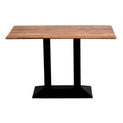 Turin Metal Base Rectangle Dining Table with Laminate Top in Planked Oak