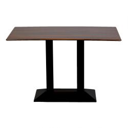 Turin Metal Base Rectangle Dining Table with Laminate Top in Walnut