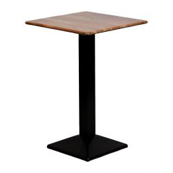 Square Poseur Table with Turin Metal Base Laminate Planked Oak Effect