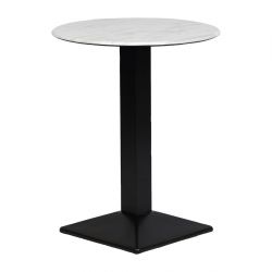 Turin Metal Base 600mm Round Poseur Table with Laminate Top in Marble