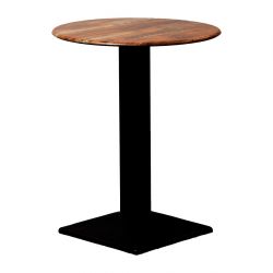 Turin Metal Base 600mm Round Poseur Table w/Laminate Top in Planked Oak
