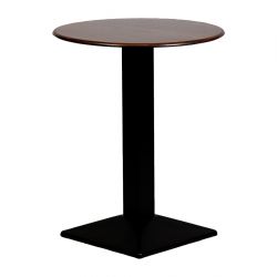 Turin Metal Base 600mm Round Poseur Table with Laminate Top in Walnut