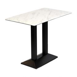 Turin Metal Base Rectangle Poseur Table with Laminate Top in Marble